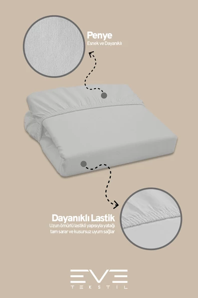 Fitted Yüksek Kaliteli Penye Kumaş Çift Kişilik Lastikli Çarşaf - 2