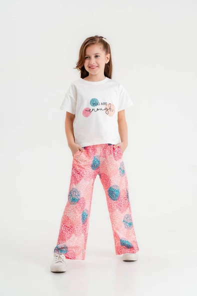 Kız Çocuk  Baskılı Bisiklet Yaka 5/12 yaş Takımı