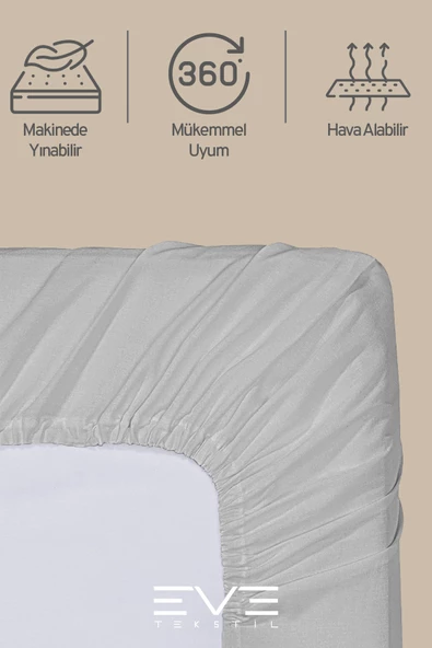 Fitted Yüksek Kaliteli Penye Kumaş Çift Kişilik Lastikli Çarşaf - 3