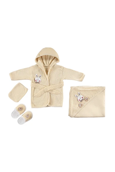 Organik Tavşan Bebek Bornoz Seti