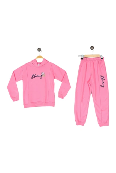 Kız Çocuk Baskılı Kapşonlu  2 İp 5/8 Yaş  Eşofman Takımı - 2