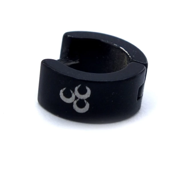 BZ 316L Çelik Siyah Üç Hilal Halka Küpe UNK-724 - 5