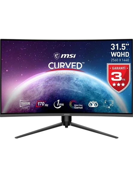 MSI 31.5 G32CQ5P 2560x1440 (WQHD) 16:9 CURVE 1500R VA 170HZ 1MS ADAPTIVE-SYNC GAMING MONITOR