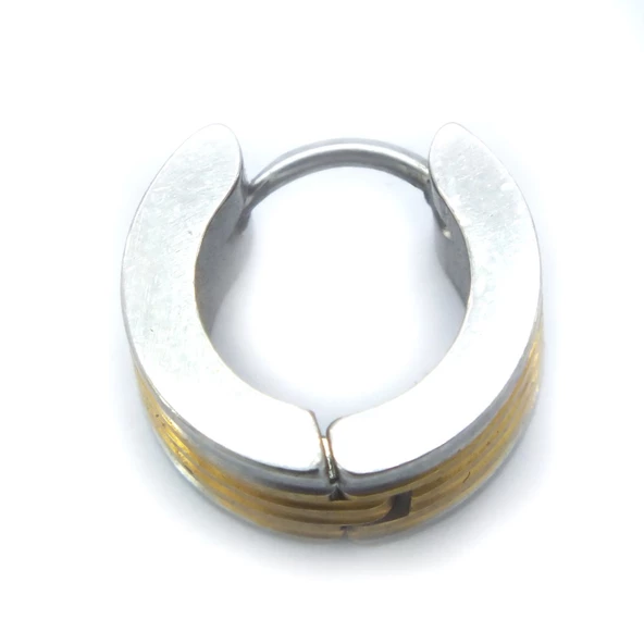 BZ Altın Kaplama Çift Renk Halka Küpe UNK-700 - 5