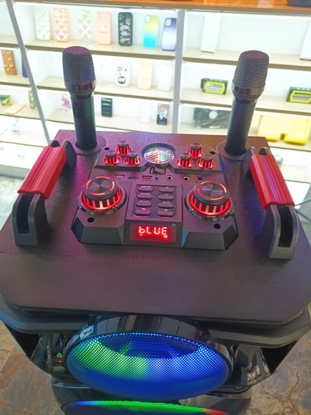 100 Watt Dev Ses Kutusu Bluetooth Hoparlör İki Mikrofonlu Karaoke Cihazı