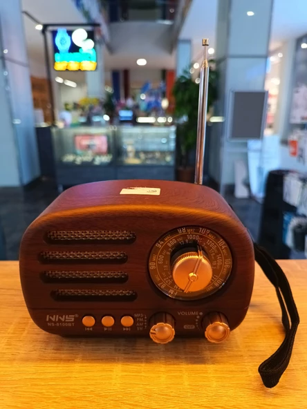 Nostaljik Radyo Yüksek Hassasiyet USB Bluetooth Özellikli TWS Fonksiyonlu Radyo NS 8100BT Ahşap