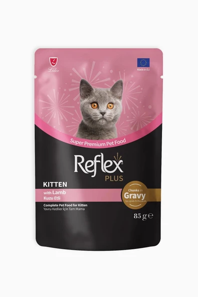 Plus Sos İçinde Et Parçacıklı Kuzu Etli Yavru Kedi Maması 85 gr