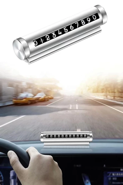 Çevirmeli Araç Içi Telefon Numaralık Çevirmeli Alüminyum Oto Park Numaratörü - Resim 5