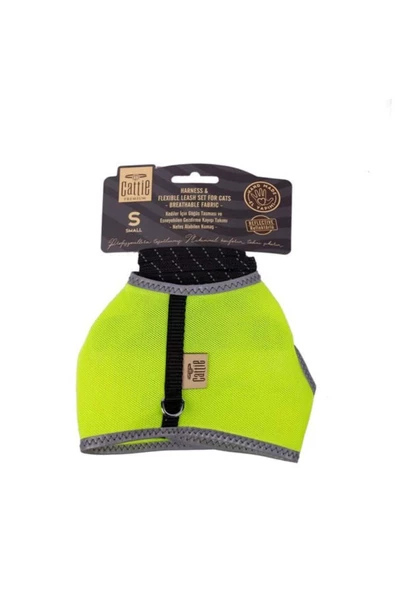 Havalı Dokuma Kedi Göğüs ve Gezdirme Takımı Small Sarı 1x20-30 Cm