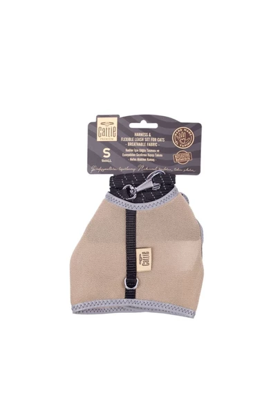 Havalı Dokuma Kedi Göğüs & Gezdirme Takımı Bej Small 1x20-30 Cm