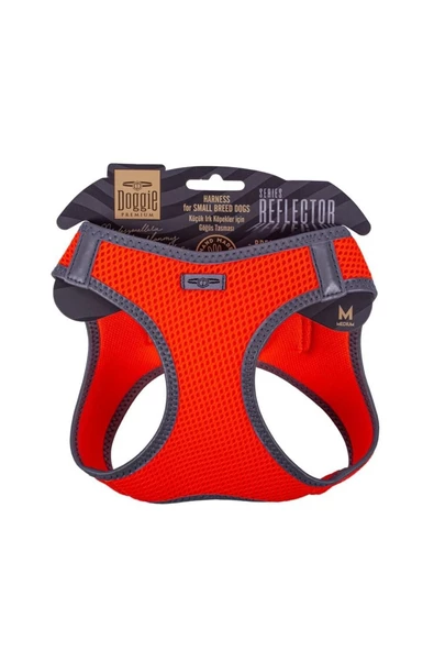 Havalı Dokuma Reflektör Serisi Küçük Irk Göğüs Tasması Turuncu M-38-44cm