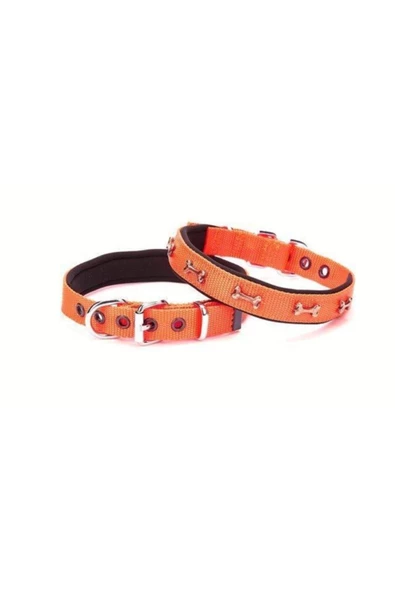 Comfort Dokuma Kemikli Köpek Boyun Tasması Small Turuncu 2x30-35 Cm