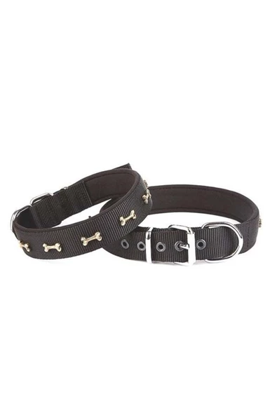 Comfort Dokuma Kemikli Köpek Boyun Tasması Large Siyah 3x47-55 Cm - Petshopundan