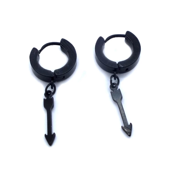 BZ 316L Cerrahi Çelik Ok Model Siyah Sallantılı Küpe UNK-664 - 4