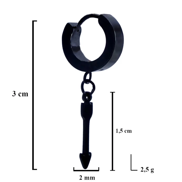 BZ 316L Cerrahi Çelik Ok Model Siyah Sallantılı Küpe UNK-664 - 3