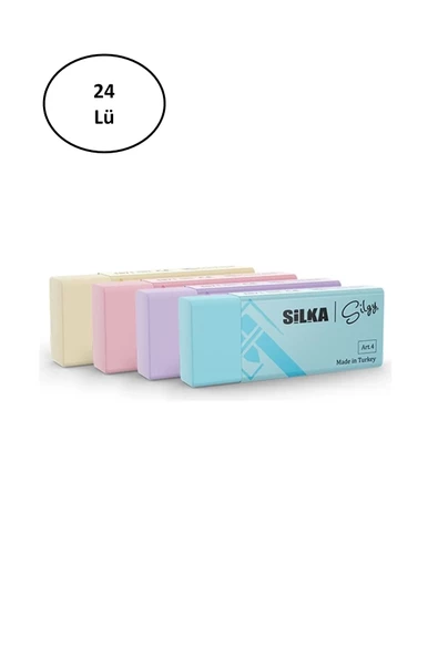 Silka Art.44 Pastel Orta Boy Sınav Silgisi 4'Lü 24'lü