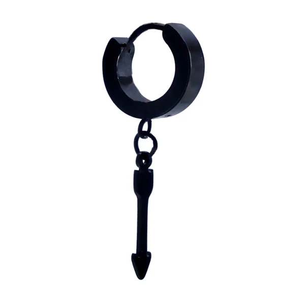 BZ 316L Cerrahi Çelik Ok Model Siyah Sallantılı Küpe UNK-664