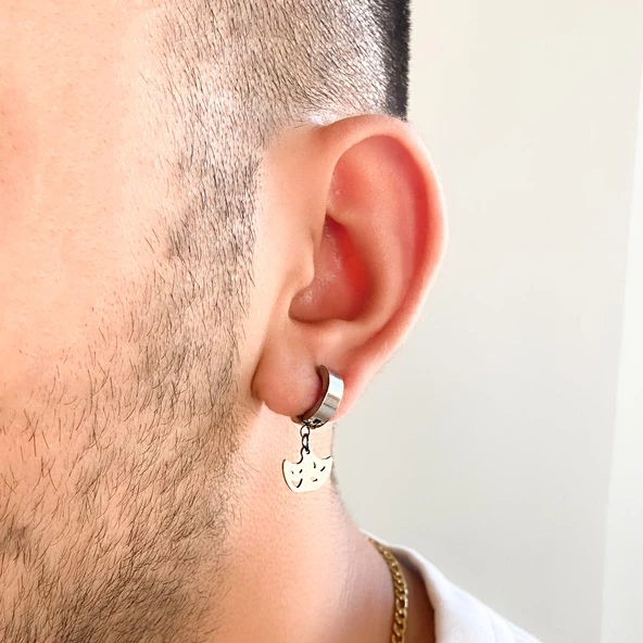 BZ 316L Cerrahi Çelik Maske Model Küpe UNK-667 - 2