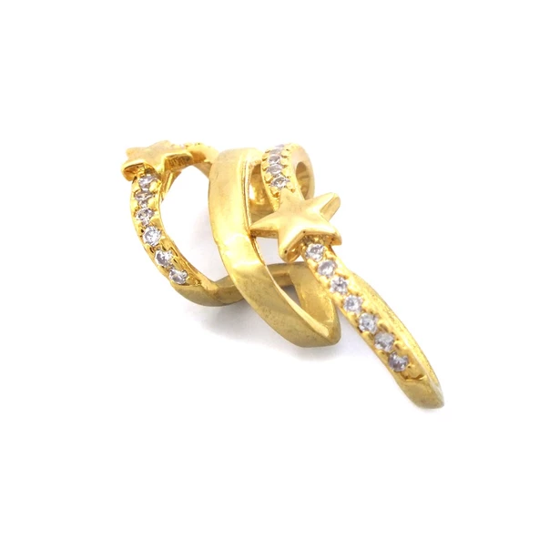 BZ Altın Kaplama Zirkon Taşlı Yıldız Detaylı Çelik Ear Cuff Küpe UNK-686 - 5