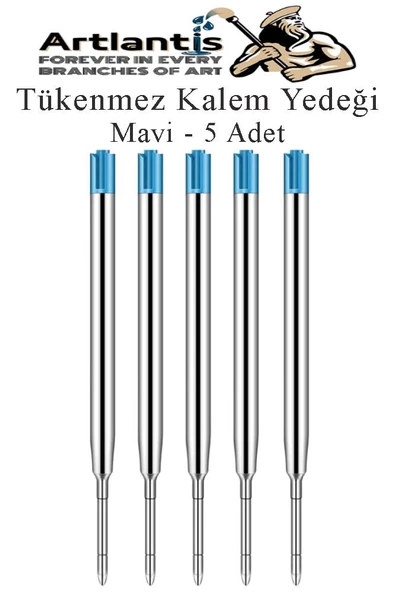 Tükenmez Kalem Yedeği 5 Adet Tükenmez Kalem İçi Yedek Mavi Metal Tükenmez Kalem İçi Okul Ofis Jel Kalem İçi