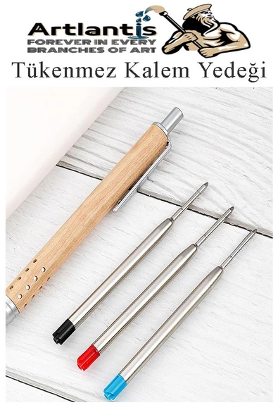 Mavi Tükenmez Kalem Yedeği 10 Adet Tükenmez Kalem İçi Yedek Mavi Metal Tükenmez Kalem İçi Okul Ofis Jel Kalem İçi - 3