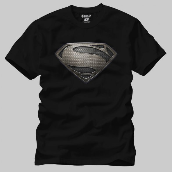 Man Of Steel Black Logo Erkek Tişört - 1