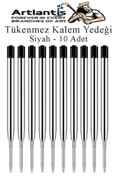Siyah Tükenmez Kalem Yedeği 10 Adet Tükenmez Kalem İçi Yedek Siyah Metal Tükenmez Kalem İçi Okul Ofis Jel Kalem İçi