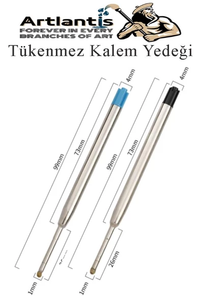 Siyah Tükenmez Kalem Yedeği 10 Adet Tükenmez Kalem İçi Yedek Siyah Metal Tükenmez Kalem İçi Okul Ofis Jel Kalem İçi - 2