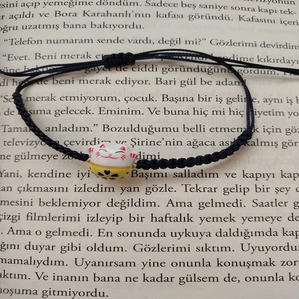El Yapımı Murano Maneki Neko Şans Kedisi Bileklik - 4