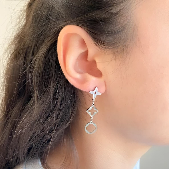 BZ 316L Çelik Tasarım Sallantılı Küpe UNK-574 - 2