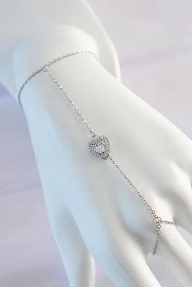 316L Çelik Gümüş Renk Zirkon Taşlı Kalp Tasarımlı Şahmeran - TJ-SN586 ürün görseli