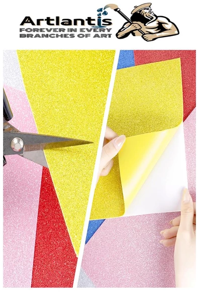 Beyaz Yapışkanlı Simli Eva 35x50 cm 3 Adet Simli Yapışkanlı Eva Süngeri Okul Kreş Anasınıfı Elişi Etkinlikleri Hobi - 5