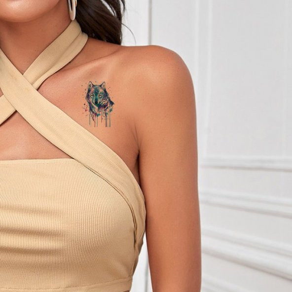 Animals-2 Geçici Dövme,Geçici Tattoo 15,5x16cm,Vücut Dövmesi,Kol Bilek Dövme,Boyun Dövme,Sırt Dövme