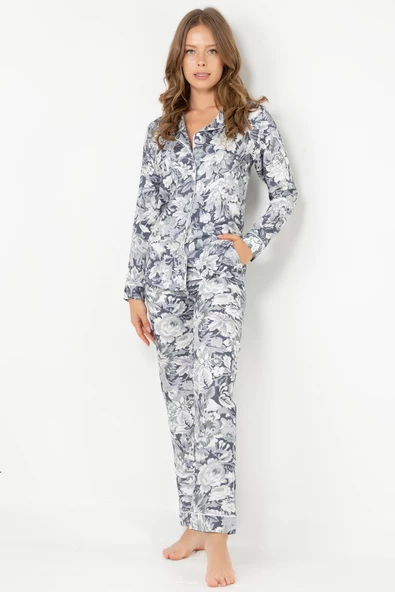 DoReMi Mist Flower Uzun Kollu Bayan Pijama Takımı - 5