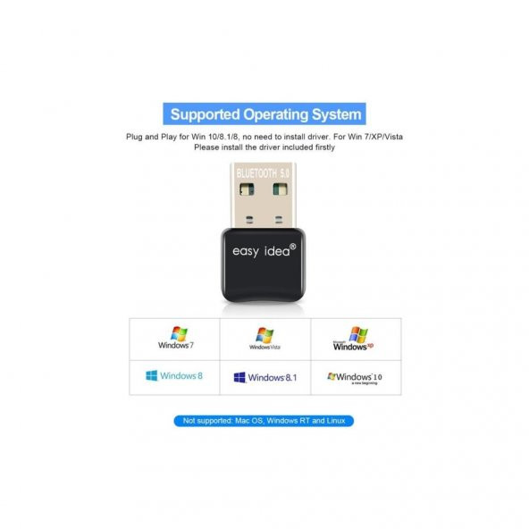 Easy Idea Mini Adaptör Dongle Bluetooth 5.0 USB Alıcı - 4