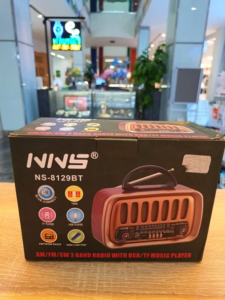 Nostaljik Radyo Yüksek Hassasiyet USB Radyo Bluetooth Özellikli TWS Fonksiyonlu Radyo NS NS-8128BT - 5