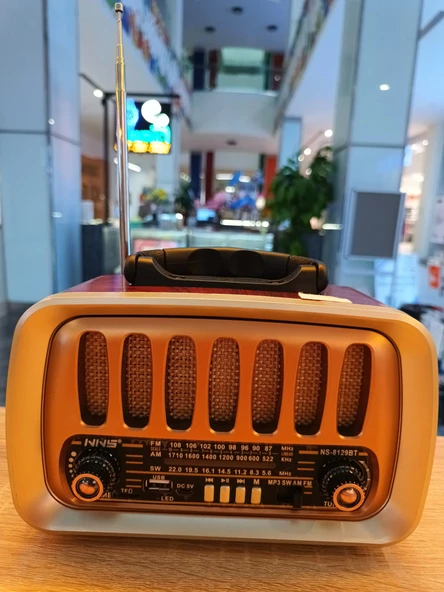 Nostaljik Radyo Yüksek Hassasiyet USB Radyo Bluetooth Özellikli TWS Fonksiyonlu Radyo NS NS-8128BT - 4