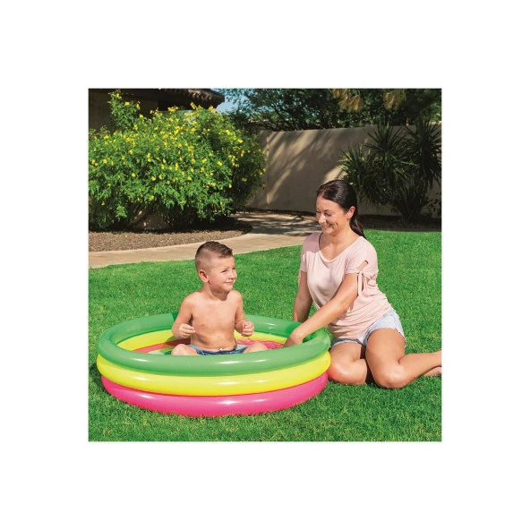 Bestway 51104, 3 Boğum Renkli, Şişme Zemin Çocuk Havuzu, 102x25cm - 4