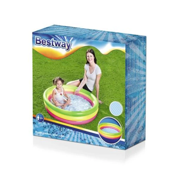 Bestway 51104, 3 Boğum Renkli, Şişme Zemin Çocuk Havuzu, 102x25cm - 7