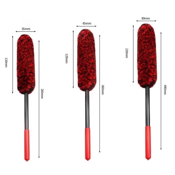 Temizlik Fırçası Ergonomik Sap Oto Jant Egzoz 3 'lü Set Bükülebilen Peluş Detaylı Temizlik Fırçası - 6
