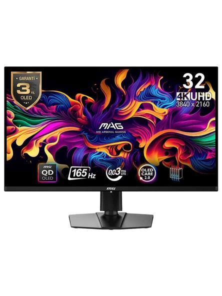 MSI 31.5 MAG 321UP QD-OLED 3840x2160 (UHD) 16:9 FLAT 1500R VA 165HZ 0.03MS FREESYNC PREMIUM GAMING MONITOR