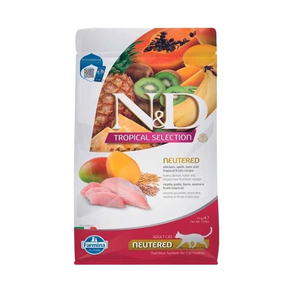 N&D Tropical Selection Tavuk Etli 1.5 kg Kısırlaştırılmış Yetişkin Kedi Maması