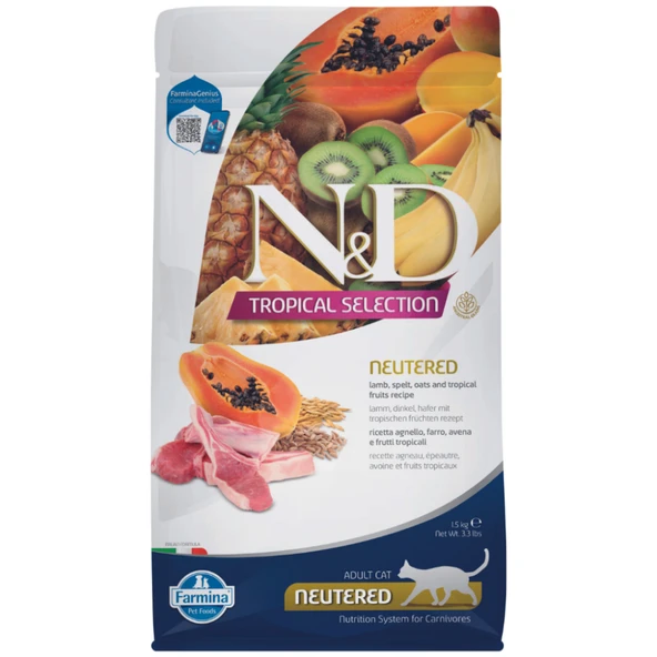 N&D Tropical Selection Kuzu Etli 1.5 kg Kısırlaştırılmış Yetişkin Kedi Maması