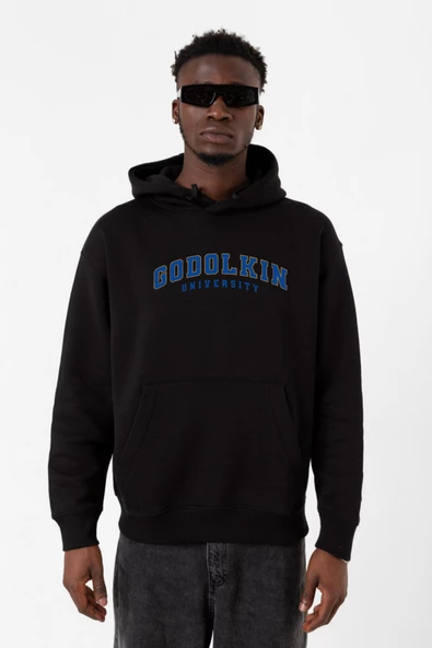Gen V Godolkin University Letter Siyah Erkek 3ip Kapşonlu Sweatshirt