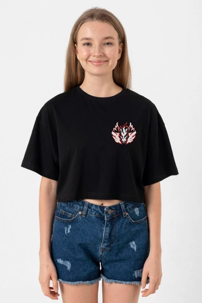 Beyblade Pegasus Minimalist Siyah Kadın Crop Tshirt ürün görseli 1