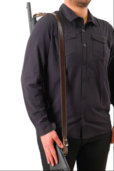 Tüfek Askı Kayışı - Savage - Deri - Kahve - 2