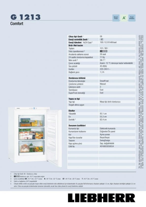 Liebherr G 1213 A+ 98 LT 3 Çekmeceli Dikey Derin Dondurucu - 4