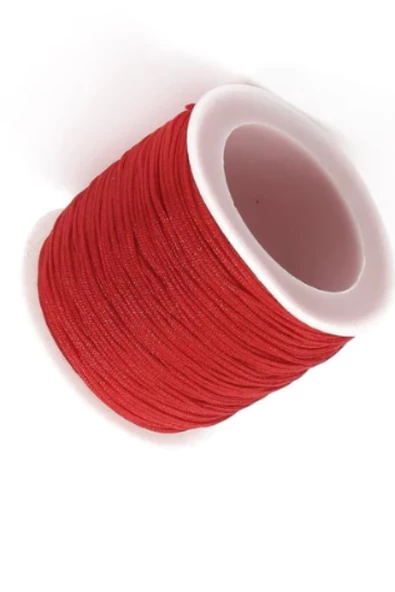 Paraşüt İpi, Bileklik-Kolye örgü ipi 1 mm 50 metre Kırmızı - 2
