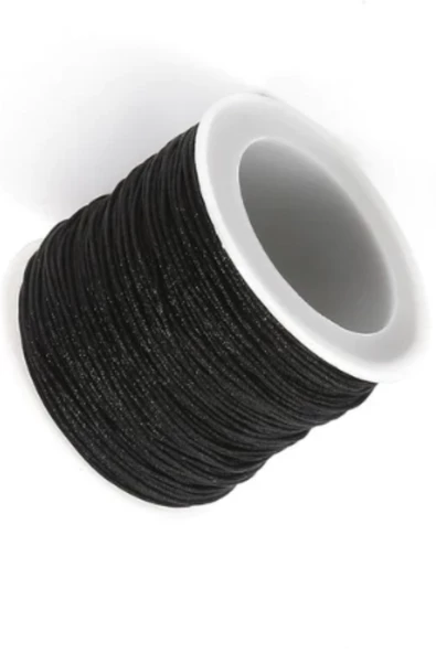 Paraşüt İpi, Bileklik-Kolye örgü ipi 1 mm 50 metre Siyah - 2