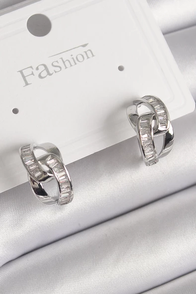 Gümüş Renk Zirkon Taşlı Zincir Model Kadın Küpe - EBJ241214W29918 ürün görseli